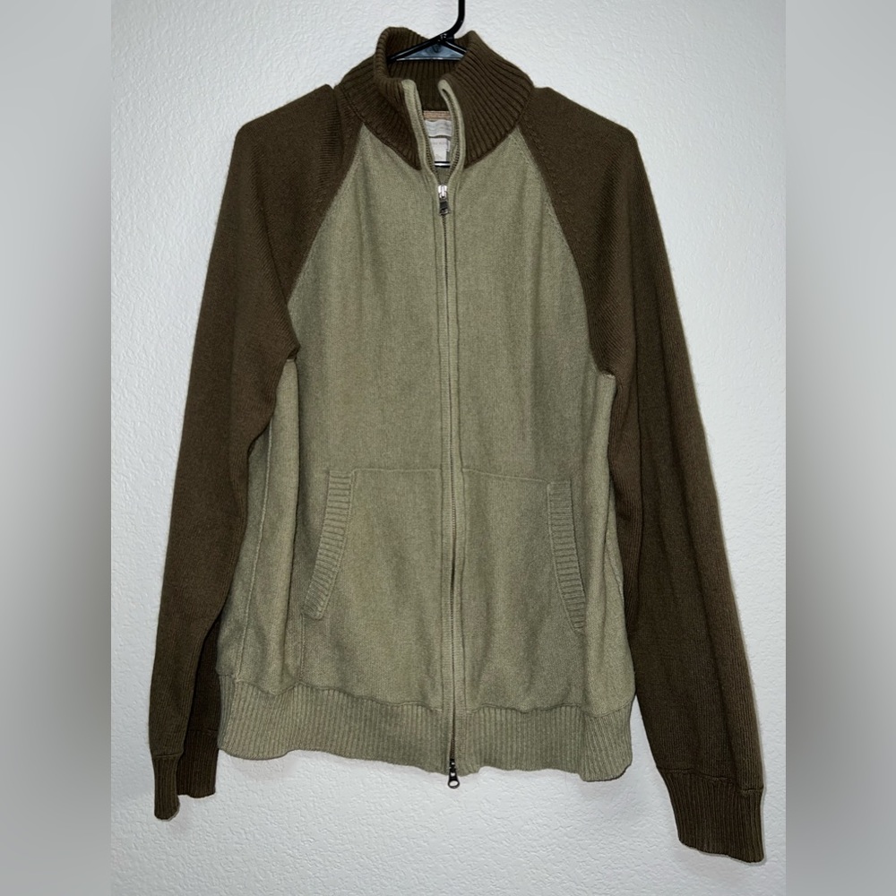 Banana Republic Men Luxury Blend Cashmere Full Zip Raglan Sleeve Sweater Sz XL